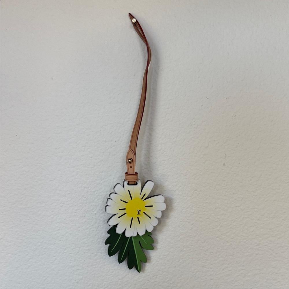 Louis Vuitton White and Green Floral Bag Charm